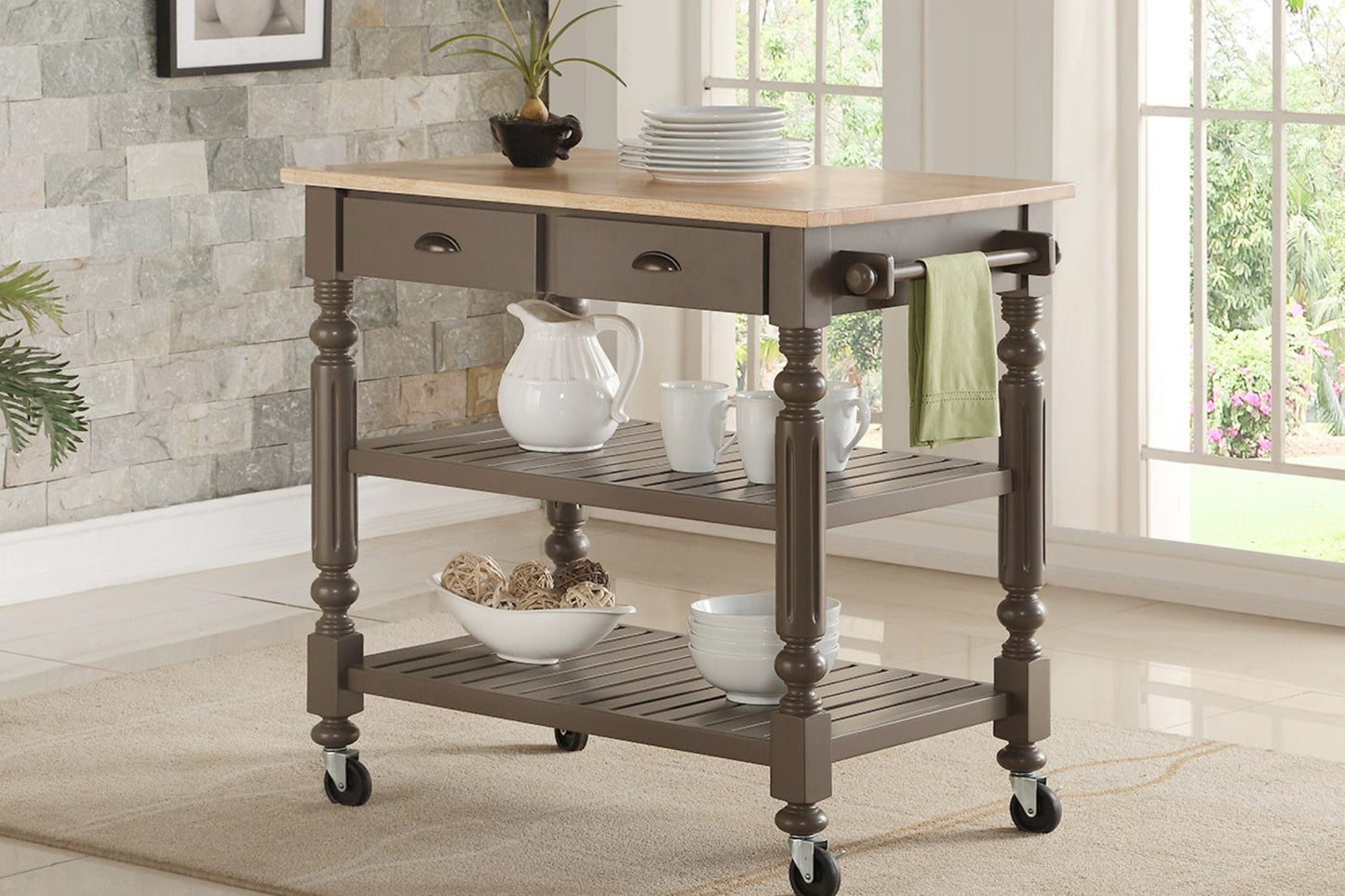 Payson Kitchen Cart- Taupe