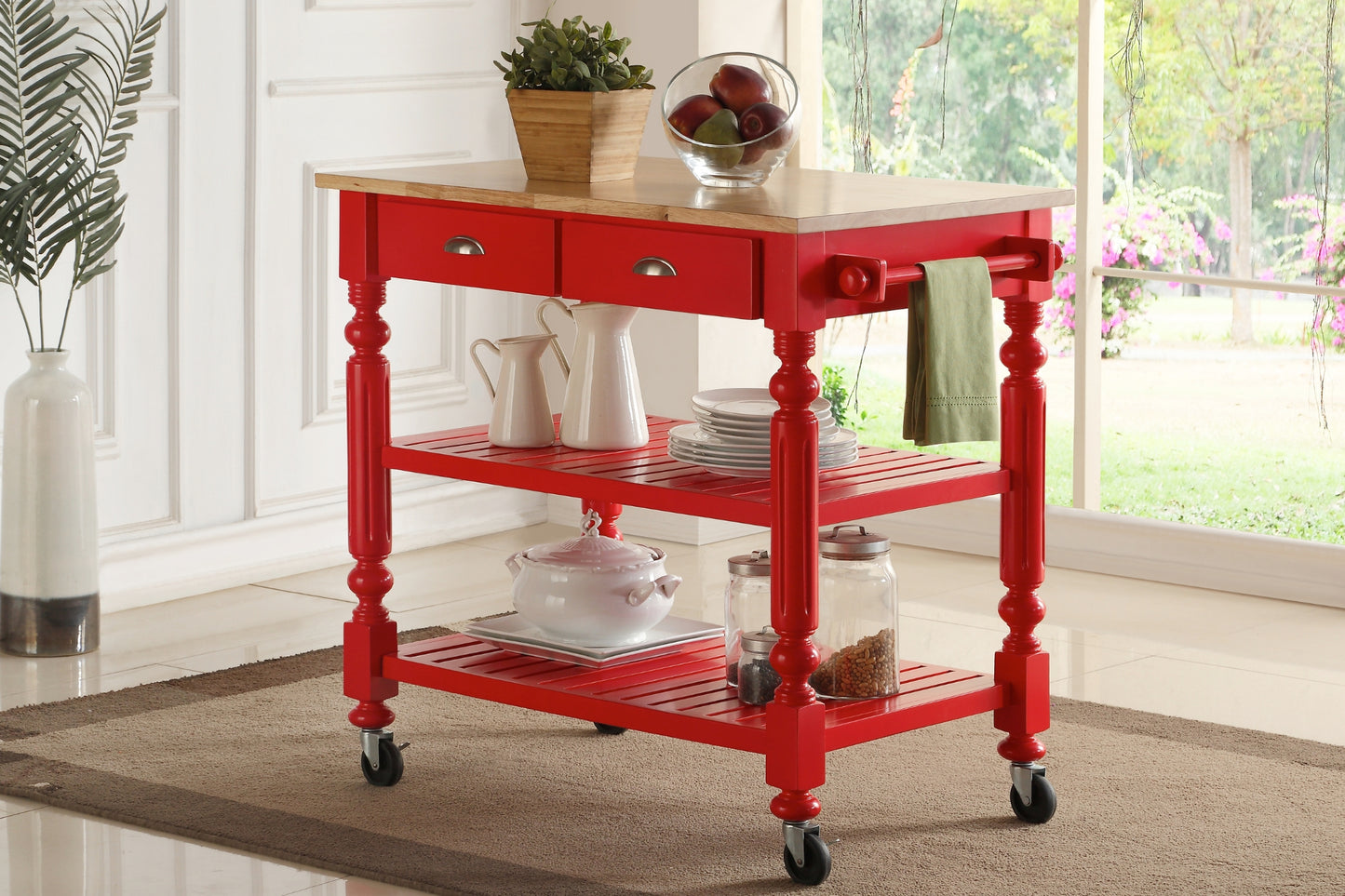 Payson Kitchen Cart- Red