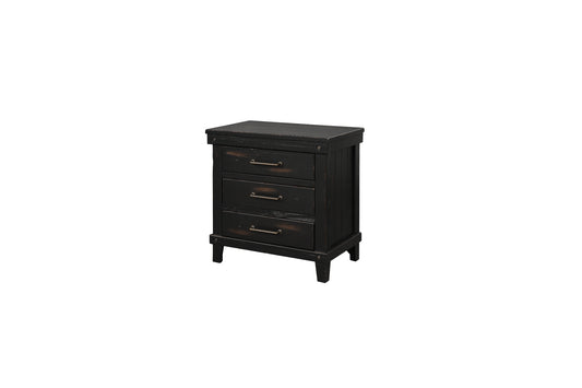 Spruce Creek 3-Drawer Nightstand- Black